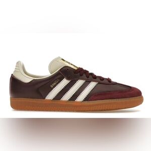 Adidas Samba Burgundy and Cream Sneakers with Gold Women’s Size 8